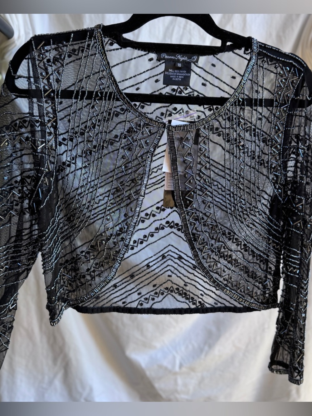 Pisarro Nights Black Beaded Sheer Bolero 10